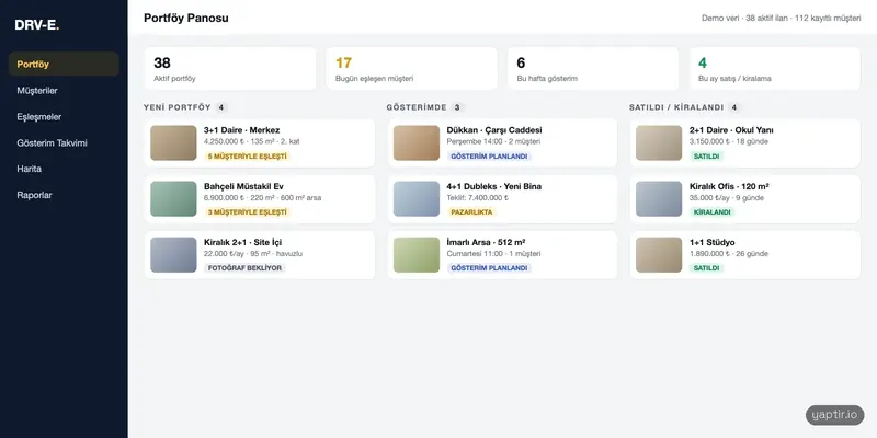 DRV-E — Emlak Ofisi Paneli ekran görüntüsü